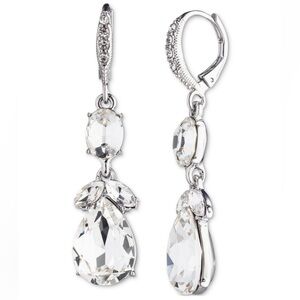 Givenchy Silver Tone & Crystal Earrings NWT